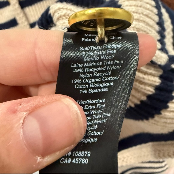 Rag & Bone Sweater Nancy Cardigan Wool-Blend in Oatmeal Navy Striped - Picture 11 of 11